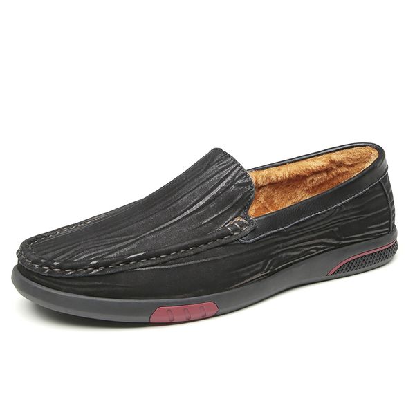 

men casual shoes new male loafers genuine leather flats slip on designer shoes moccasins sneakers footwear male, Black