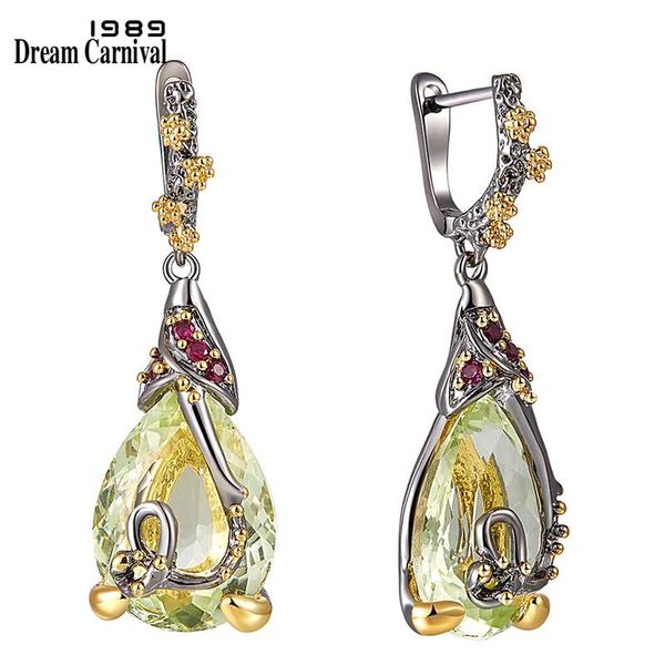 

dreamcarnival 1989 new water drop cubic zircon earrings for women copper dangle earings fashion accessories gift pick we3876, Silver