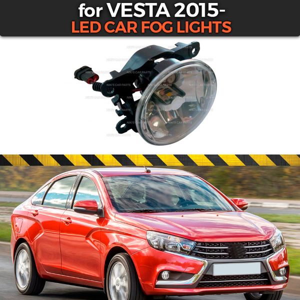

led car fog lights for lada vesta 2015- with mounting bracket of front bumper universal accessories car styling tuning