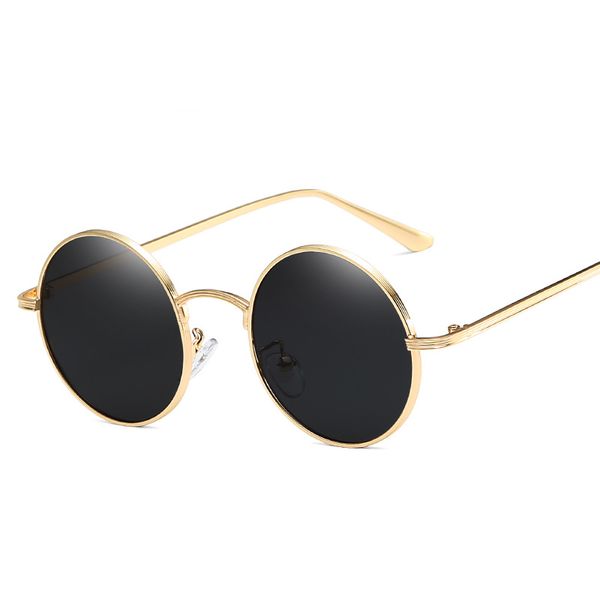 

vintage men sunglasses women brand sunglass round metal frame black lens sun glasses fashion driving eyewear, White;black