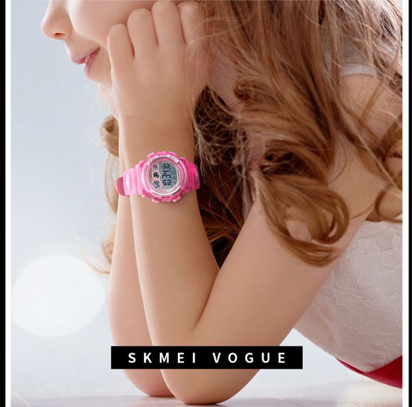 

skmei children's digital wristwatch 50m waterproof date led alarm watch 1451 el light luminous time date week display, Slivery;brown