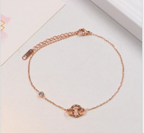 

digital titanium steel bracelet female rose gold korean version of diamond jewelry, Golden;silver