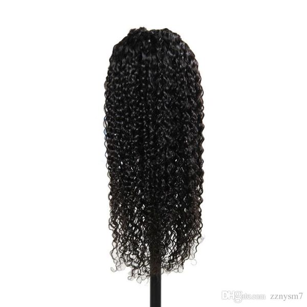 

full lace high temperature wire wigs deep curly brazilian virgin wig density natural hairline fashion wigs for women, Black