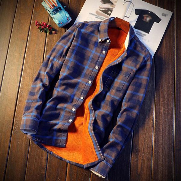 

shirt men plaid flannel shirts mens casual autumn winter spring thick warm fleece cotton long sleeve shirt 5xl camisa masculina, White;black
