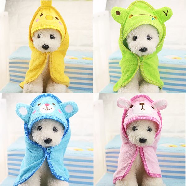 

cartoon puppy super absorbent bathrobes pet clean supply cute pet dog towel soft drying bath towel for dog cat cute