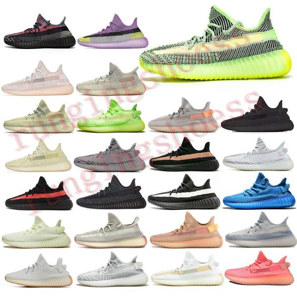 

Kanye West Lundmark Antlia Клей Hyperspace Правда Форма черный 3M Reflective GID Glow Beluga 2.0 Открытая обувь 36-