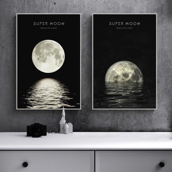 

ins modern minimalist scandinavian moon reflection decorative painting painting core living room restaurant paintings frameless painting pai