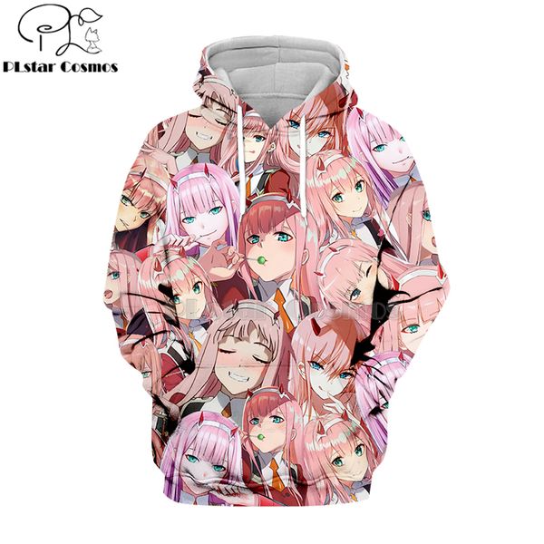 

plstar cosmos darling in the franxx 3d hoodies/shirt/sweatshirt hipster anime face kawaai cute pullovers-1, Black