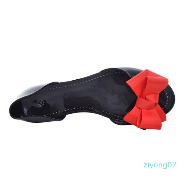 

new beach sandals jelly shoesknot slip on flats casual women shoes z07, Black