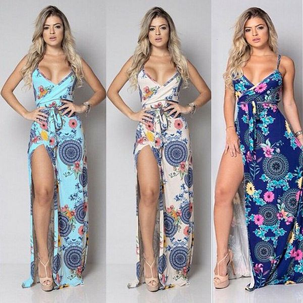 

новые женщины лето винтаж boho рукавов длинные макси платье дамы v-образным вырезом мода пляж платье партии сарафан, Black;gray