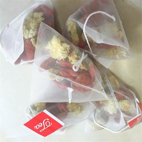 

1000pcs5.5 x 7cm pyramid tea bag filter nylon tea bag single string label transparent empty tea bag teaware sets