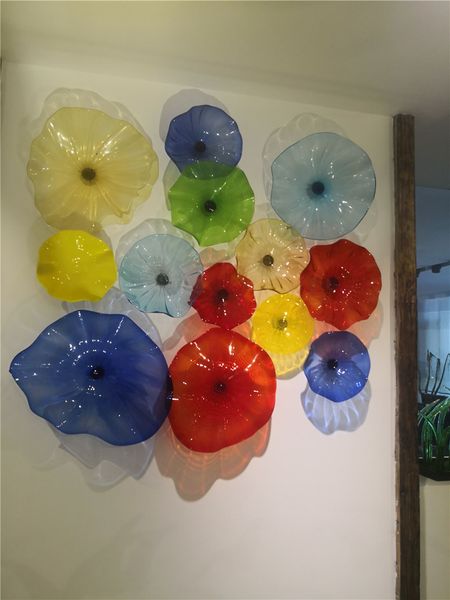 

Colors Wall Decorative Lamp Glass Plates Hand Blown Customized Italy Designer Murano Art Lighting Sconce Plate