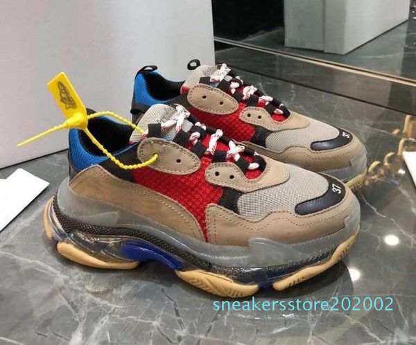 

paris 2019 crystal bottom triple-s leisure shoe dad shoes platform triple s sneaker for men women vintage kanye old grandpa trainer s02, Black