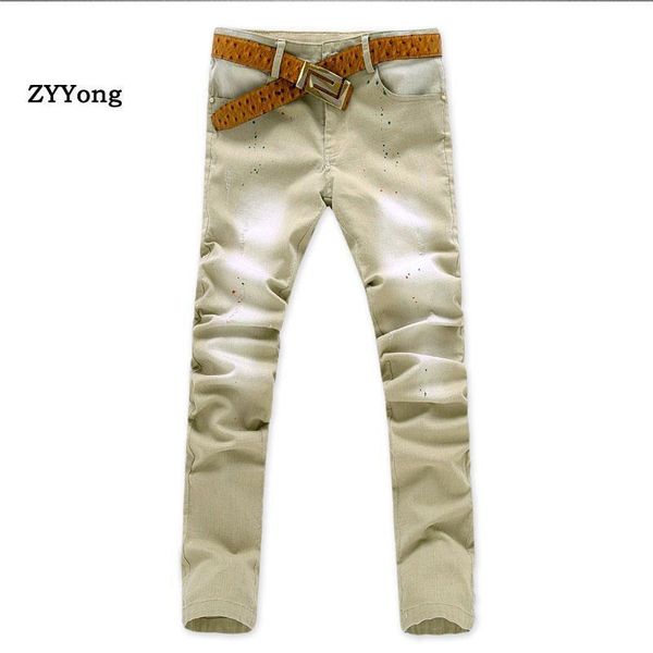 

2020 new men stretch skinny jeans fashion casual slim fit denim trousers male khaki pants male brand, Blue