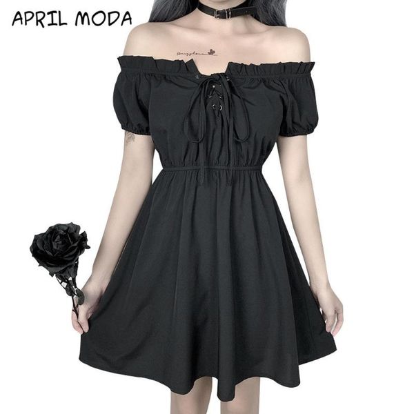 

vintage hepburn word shoulder stretch dress black straps were thin waist back dresses 2020 summer french new, Black;gray