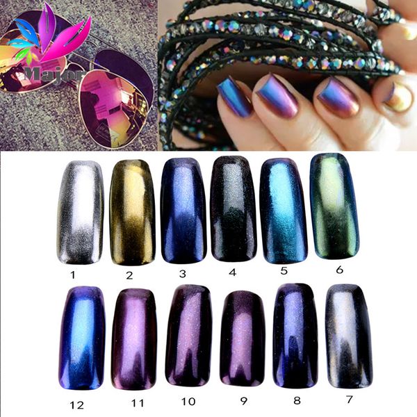

shinning aurora magic mirror chrome nail art glitter colorful pigment flakes dust decoration manicure tips, Silver;gold
