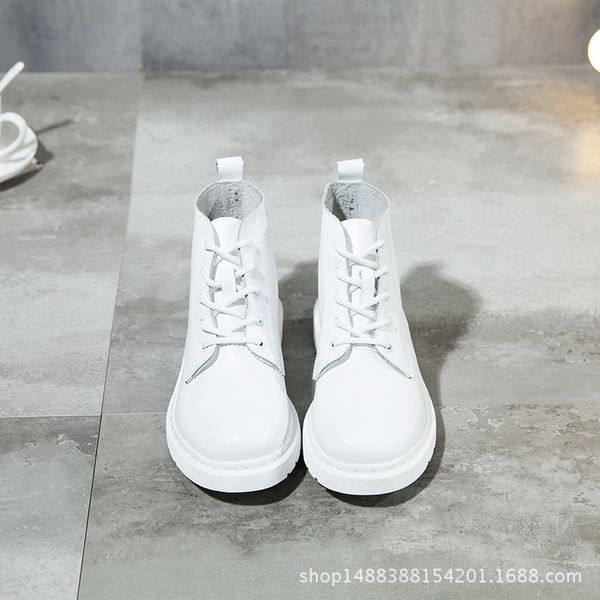 

tide woman head boots boots flat bottom short non-slip high help white, Black