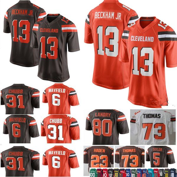 

2019 men 13 odell beckham jr 6 baker mayfield myle garrett cleveland jer ey brown 95 titched jer ey