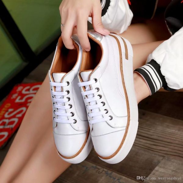 

new ladies classic autumn and winter explosions fashion wild lace-up sneakers white shoes size35-39 original packaging, Black