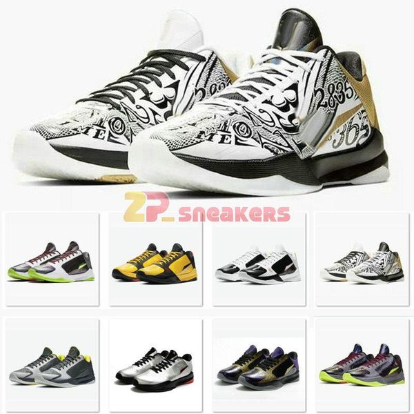 

2020 zk5 kb5 5s bruce lee protro basketball shoes lakers purple gold 2k20 chaos mamba zoom zk 5 v mens sneakers tennis cd4991-700, Black