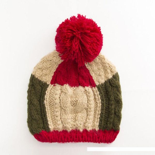 

winter knitted beanie hat women thick pompom hats caps ladies girls casual warm female cute plaid red hats, Blue;gray