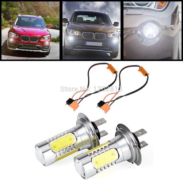 

2pcs car h7 white cree xp-e q5 chips cob led running light drl+50w 8-ohm load resistor for e46 e60 e82 e84 e88 e90 e91