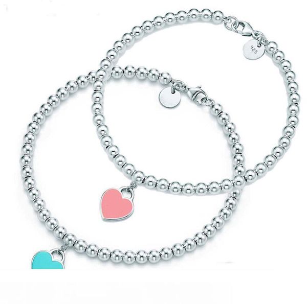 

new famous brand titanium steel bracelets classic jewelry heart bracelet for women charm beads bracelet pulseiras jewelry 18cm, Golden;silver