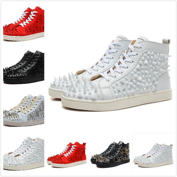 

New de igner brand red bottom hoe men women genuine leather with mix pike high ca ual hoe trainer hoe 35 47 drop hipping