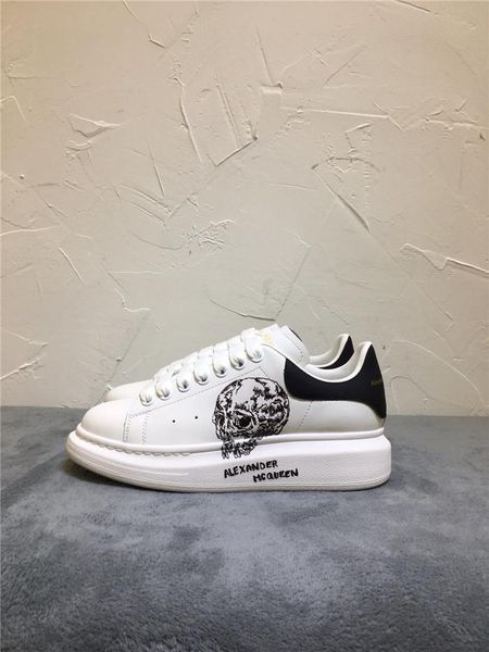 

new high-end brand 3d printing couple white shoes lace-up printing fashion casual sports shoes shoes, Black