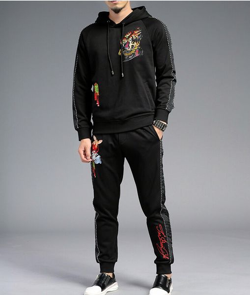 

2019 male clothing pure cotton tracksuit winter causal suits men sweatshirt j985, Gray