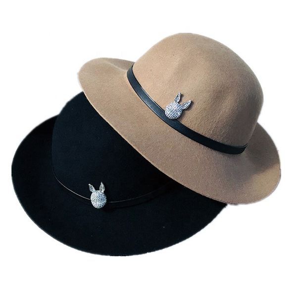 

cute rabbit decoration wool felt floppy big brim little girl boy kids children hat