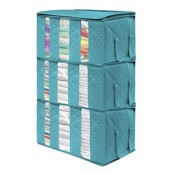 

1шт / 3шт нетканые складные сумки для хранения одежды организатор home box одеяло сумка для хранения высокое качество - синий