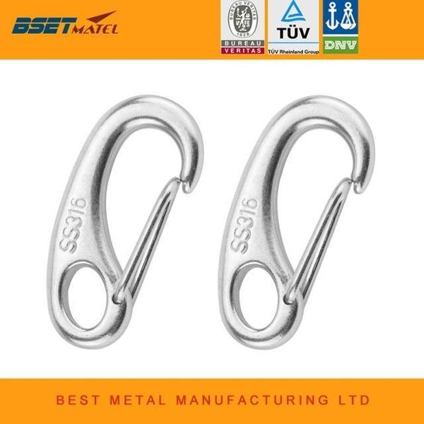 

2pcs boat marine stainless steel egg shape spring snap hook clips quick link carabiner buckle eye shackle lobster claw outdoor