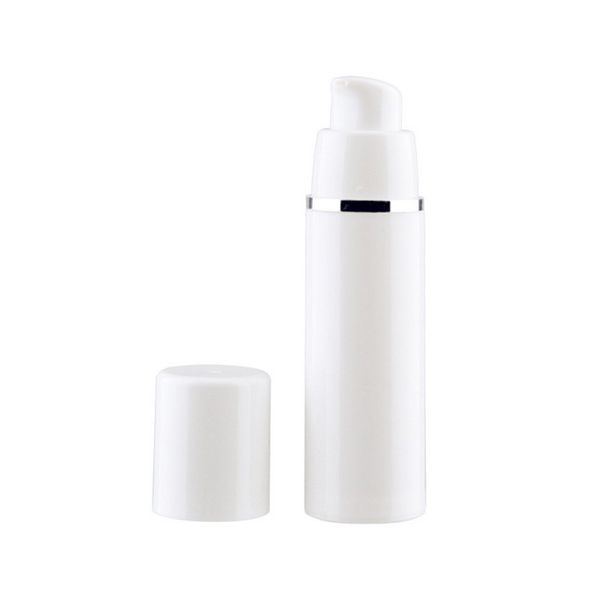 Großhandel 15 ml 30 ml 50 ml Presse Typ Emulsion Airless Flasche Weiß PP Lotion Flasche Kostenloser Versand WB1218