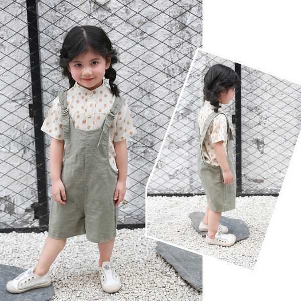 

baby girl overalls summer children's jumpsuit shorts casual loose wide leg pants toddler boys shorts kids korean bib pants 2019, Blue