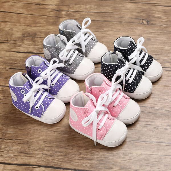 

baby boys girls canvas shoes sneakers soft sole crib kids newborn infant toddler, Black