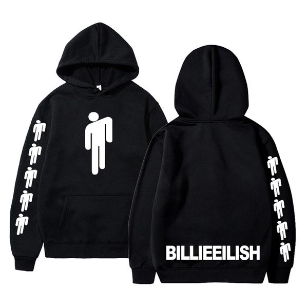 

billie eilish hip hop printed hoodies women/men long sleeve hooded sweatshirts 2020 casual trendy streetwear hoodies, Black