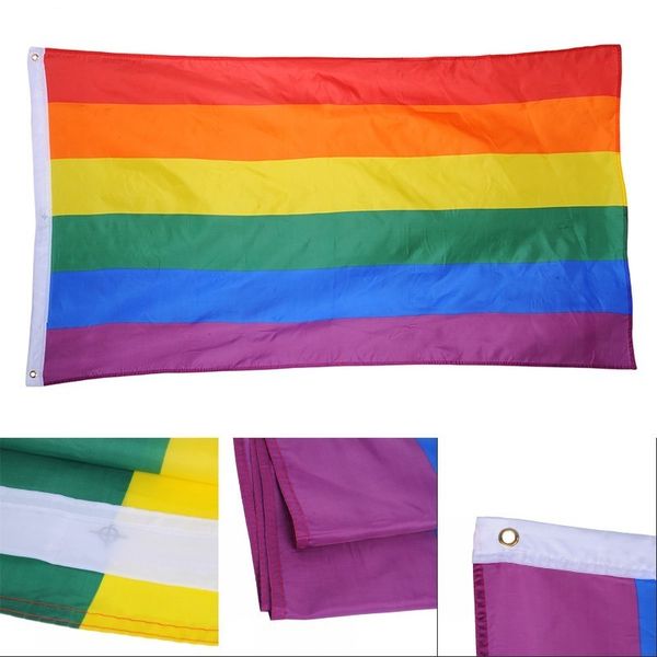 

Souvenir new rainbow flag 3x5ft 90x150cm le bian gay pride polye ter lgbt flag banner polye ter colorful rainbow flag for decoration