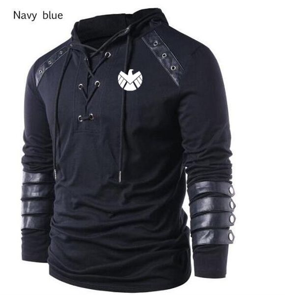 

fashion men's agents of s.h.i.e..d letter casual zipper hoodie agents of s.h.i.e..d sports jacket lovers hoodie, Black