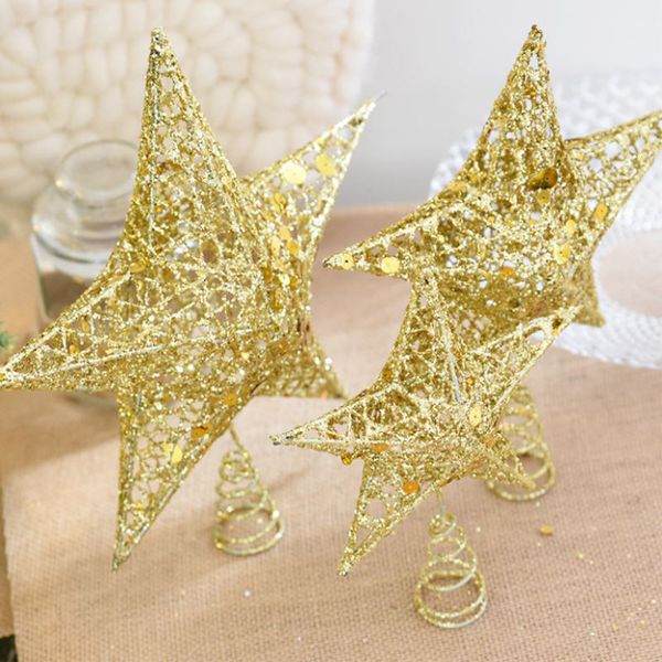 

hollow star cute gold christmas star christmas tree ers 15/20cm for tree ornaments xmas decor supplies