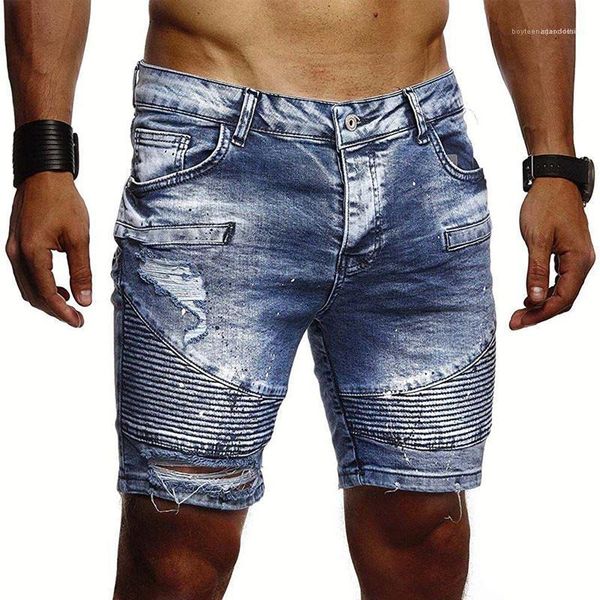 

pants mens fashion with zipper jeans trousers cowboy hole folded shorts designer solid color slim jean, White;black