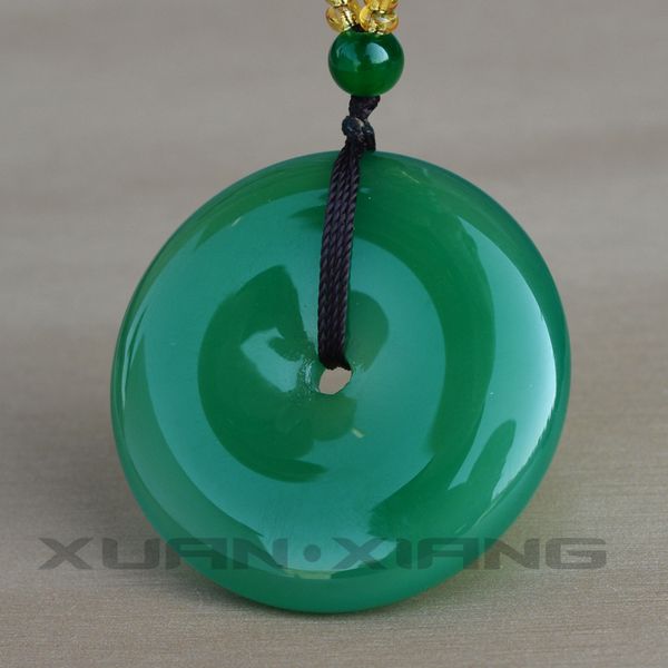 

lockets drop women agate necklace pendant green circle peace buckle donuts gift for female chalcedony fine jewerly, Silver
