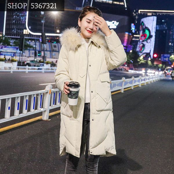 

clothes woman 2019 winter long fund self-cultivation cotton suit-dress keep warm heavy seta lead ma'am loose coat tide, Black