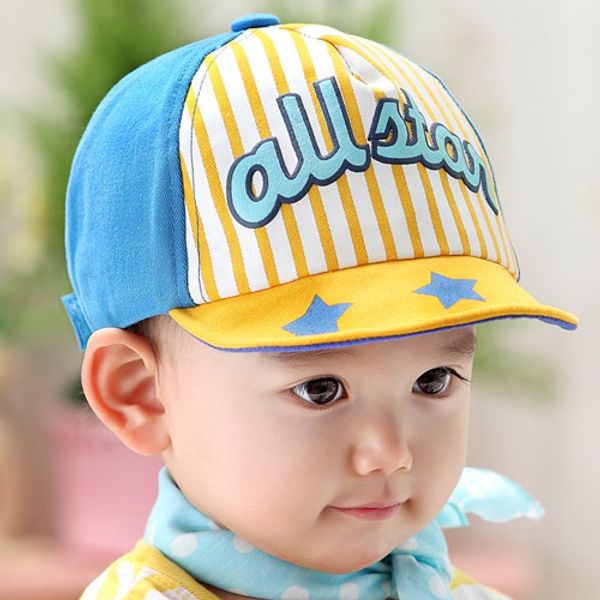 

baby summer boys thin cap baseball cap sun hat korean version of the tide summer, Yellow