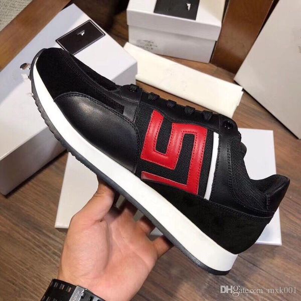 

2019 new men new famous designer medusa casual shoes genuine leather fashion brand men flats shoes size 38-46 mn16503, Black