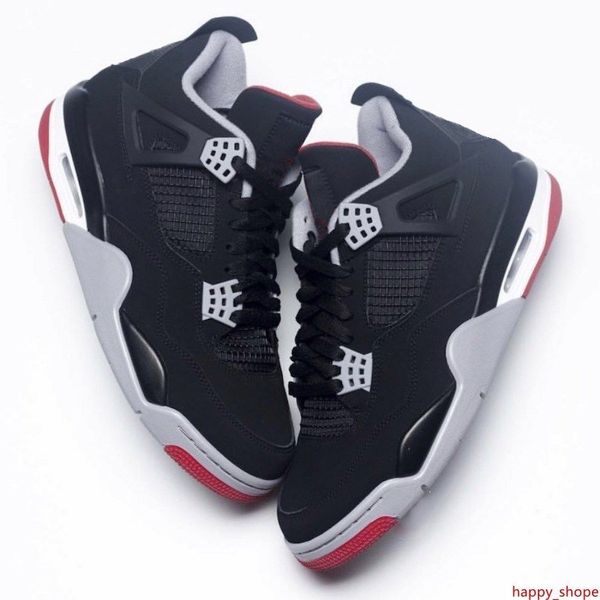 

4 bred black red new 2019 released factory version 4s basketball shoes mens trainers suede sneakers with