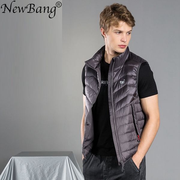 

newbang brand men matte duck down vest sleeveless light weight windbreaker male gilet outwear, Black
