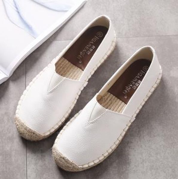 

flat sole single shoes new autumn shoes straw woven fisherman's women's one foot small white women's, Black
