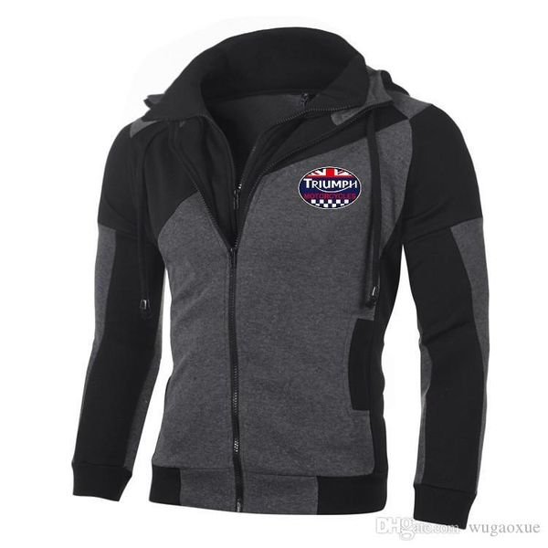 

2019 men's hoodie triumph fashion personality color double zip hooded cardigan slim fitting ing, Black