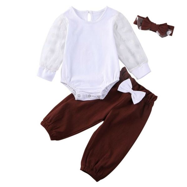 

pudcoco 3pcs baby girl clothes newborn infant outfit puff sleeveless bodysuit & bow harem pants & headband casual clothes, White